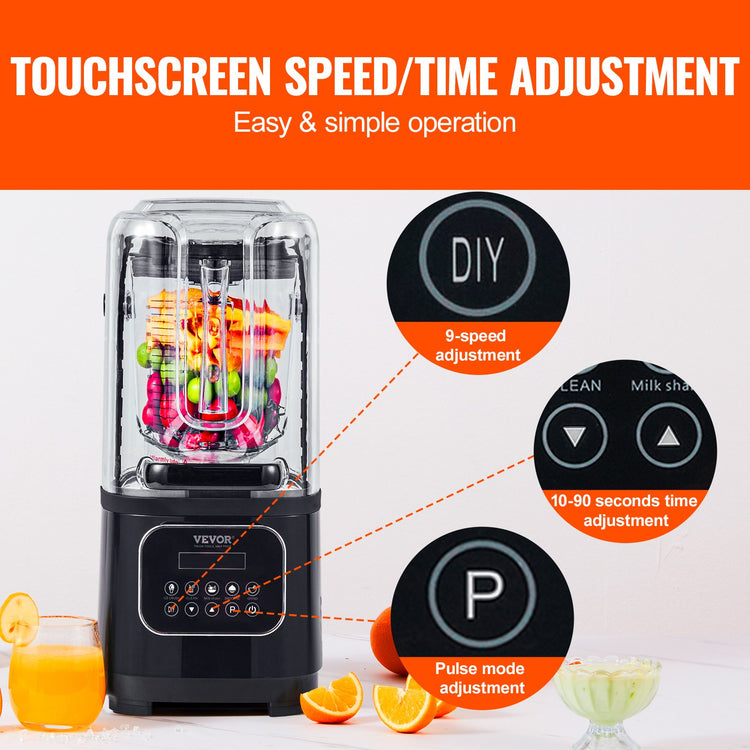 VEVOR professional blender with sound shield for smoothies and ice