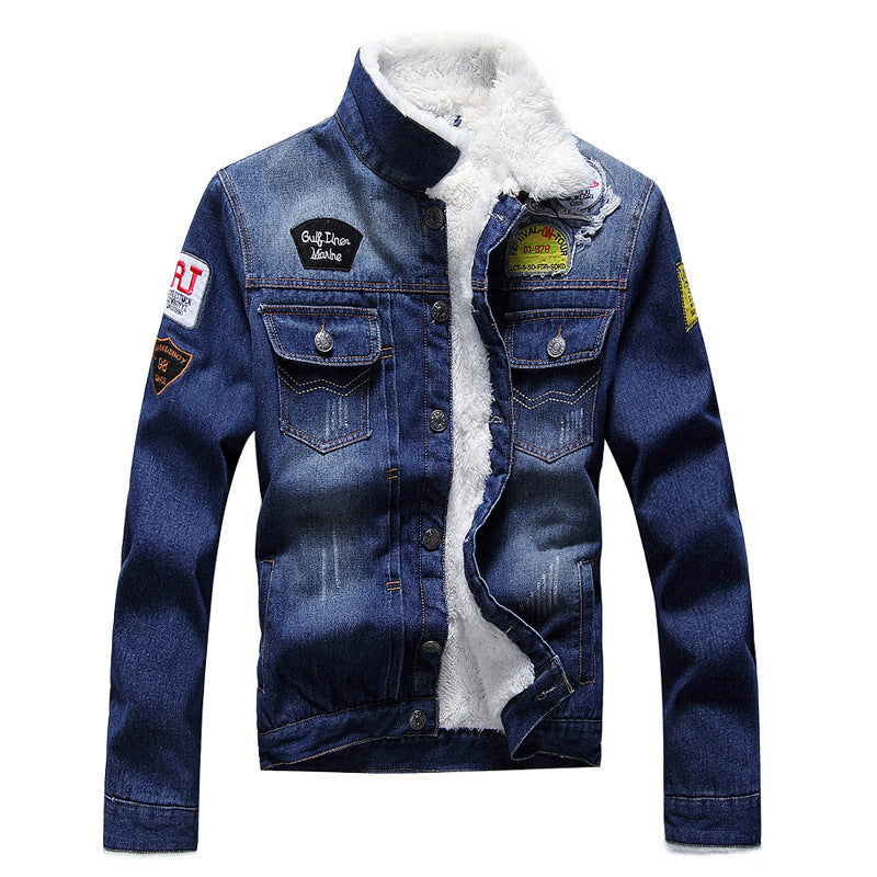 Stamped denim jacket coat oversized denim - Robbe Digi.com