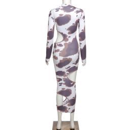 Weird Puss Hollow Out Women Irregular Hole Maxi Dresses Skinny Full Sleeve Skinny o-Neck Activewear Party Prom Club Street Style - Robbe Digi.com