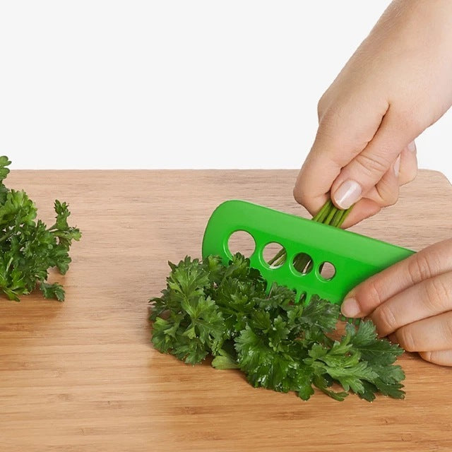 Mini vegetable peeler for removing leaves from stems