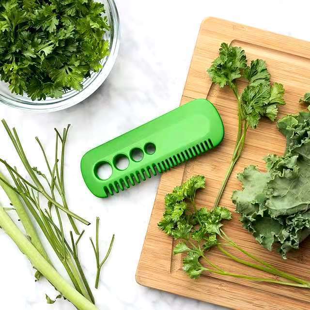 Mini vegetable peeler for removing leaves from stems