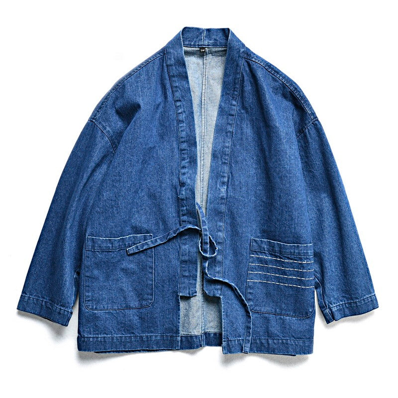 Herringbone Denim Denim Robe Loose Jacket - Robbe Digi.com