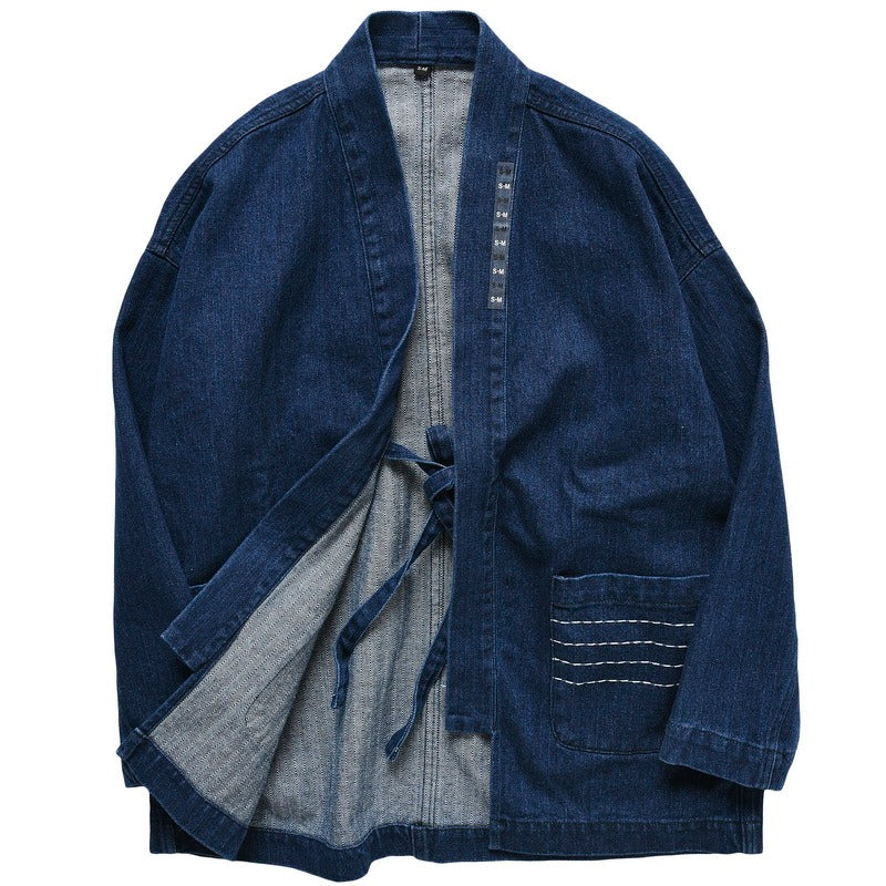 Herringbone Denim Denim Robe Loose Jacket - Robbe Digi.com