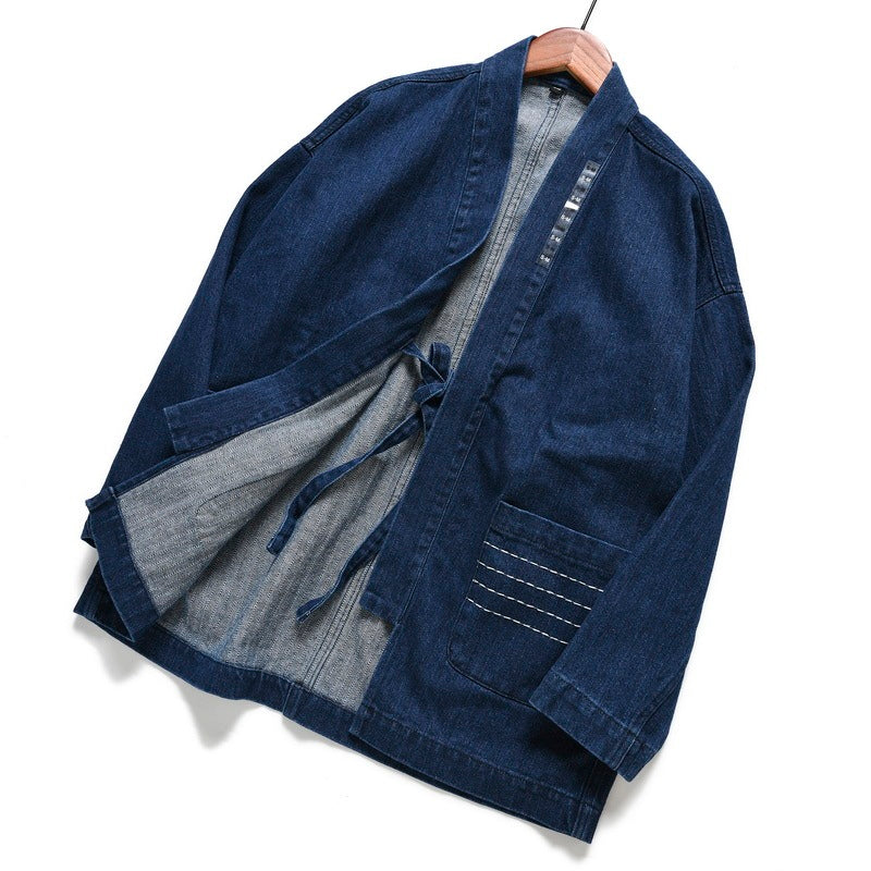 Herringbone Denim Denim Robe Loose Jacket - Robbe Digi.com