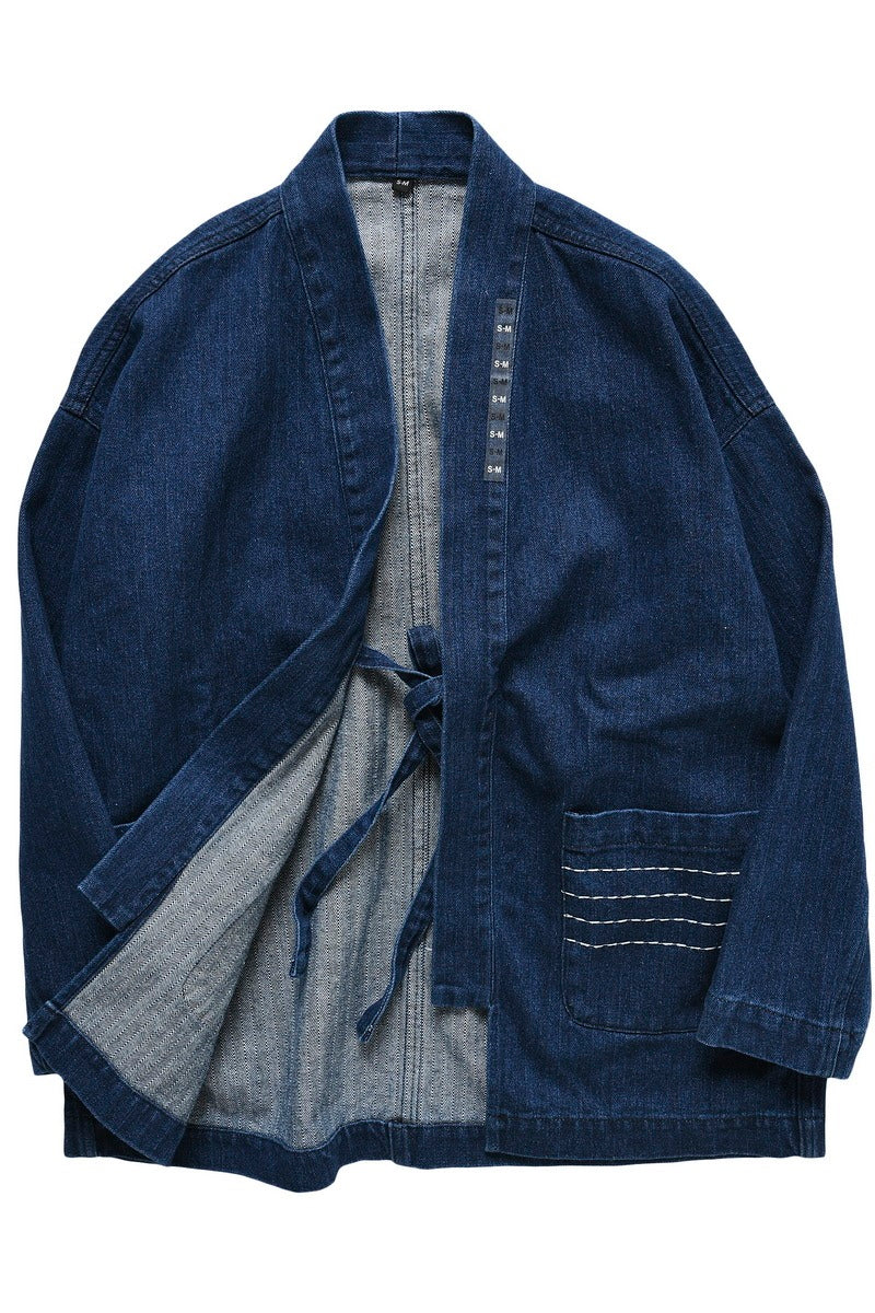 Herringbone Denim Denim Robe Loose Jacket - Robbe Digi.com