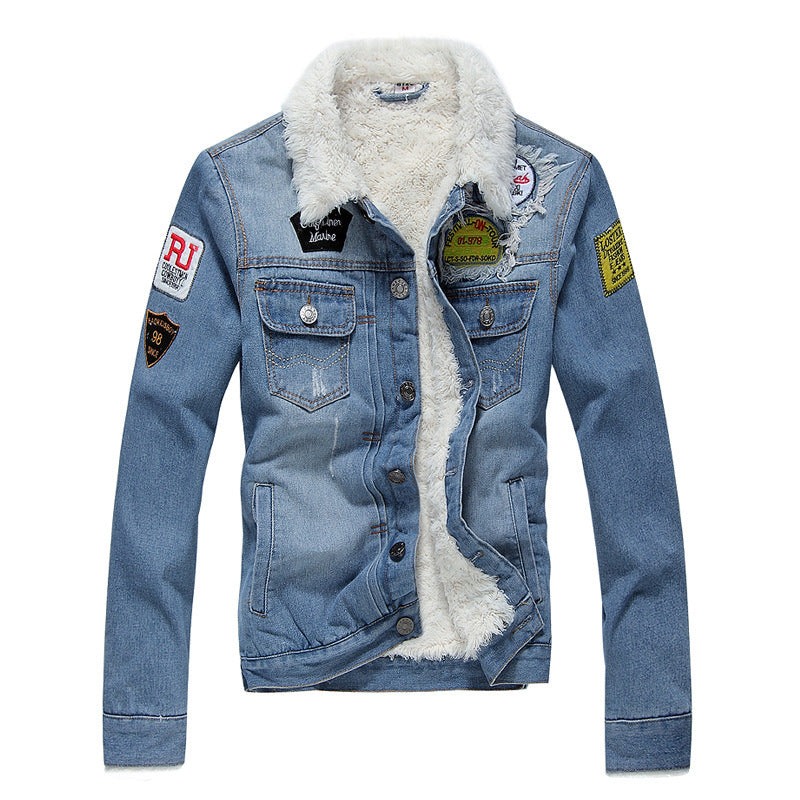 Stamped denim jacket coat oversized denim - Robbe Digi.com