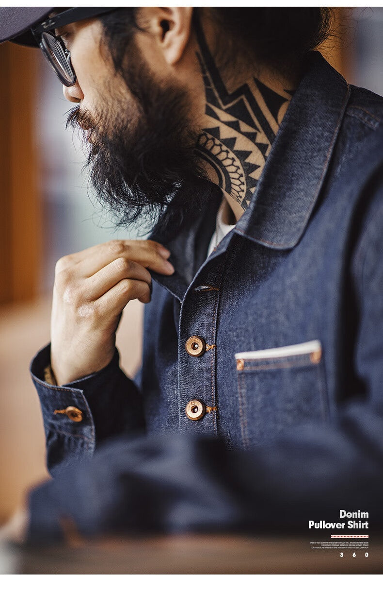 Men's American Retro Denim Denim Shirt - Robbe Digi.com