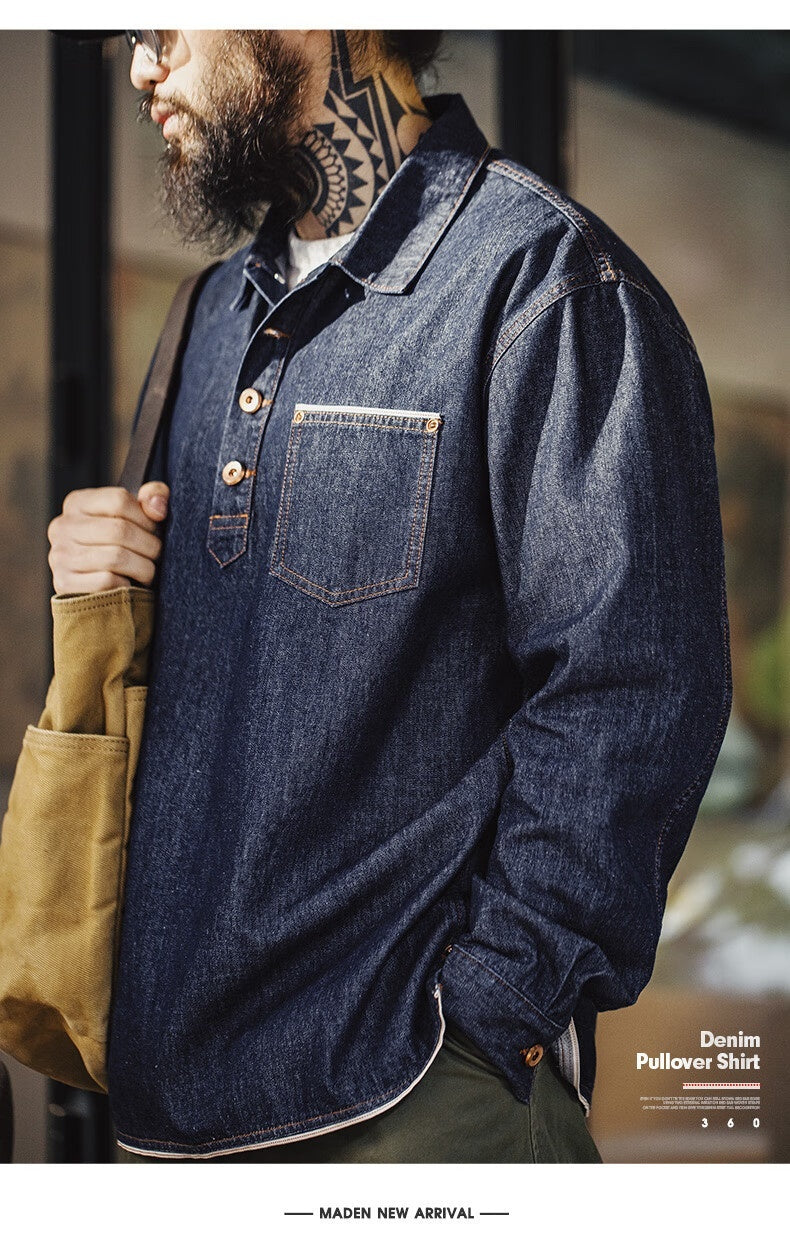 Men's American Retro Denim Denim Shirt - Robbe Digi.com