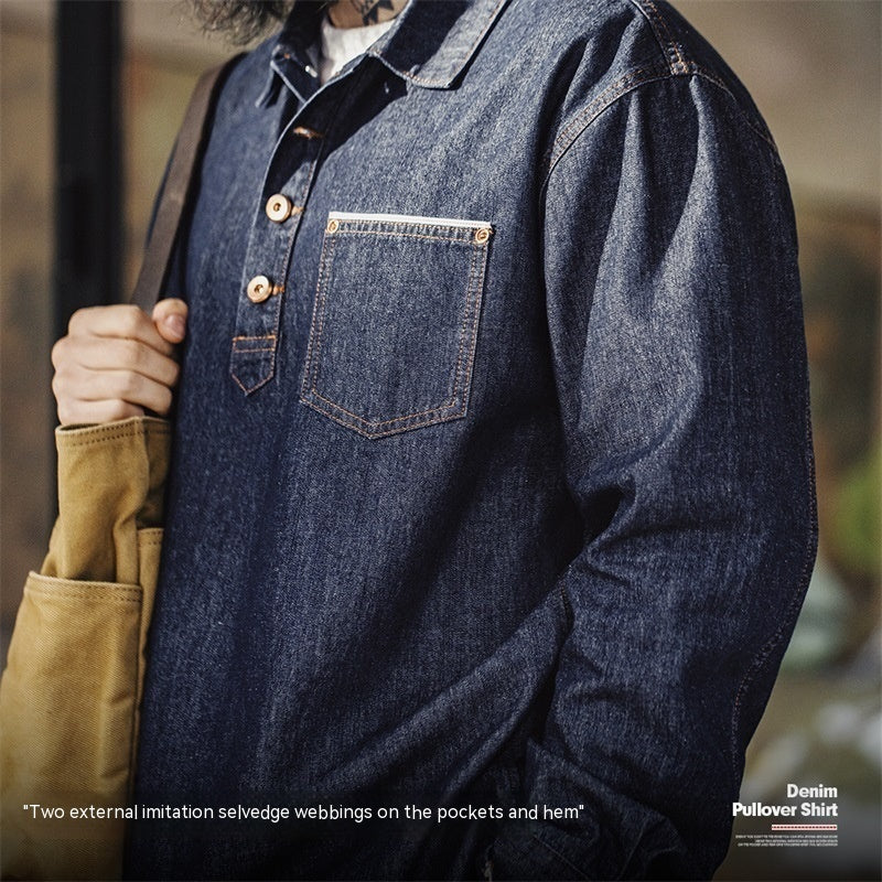 Men's American Retro Denim Denim Shirt - Robbe Digi.com