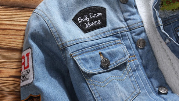 Stamped denim jacket coat oversized denim - Robbe Digi.com