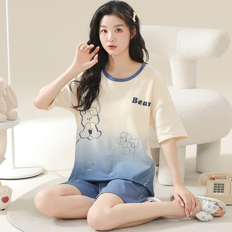Pajamas Women's Summer Cotton Short Sleeve Homewear Summer - Robbe Digi.com
