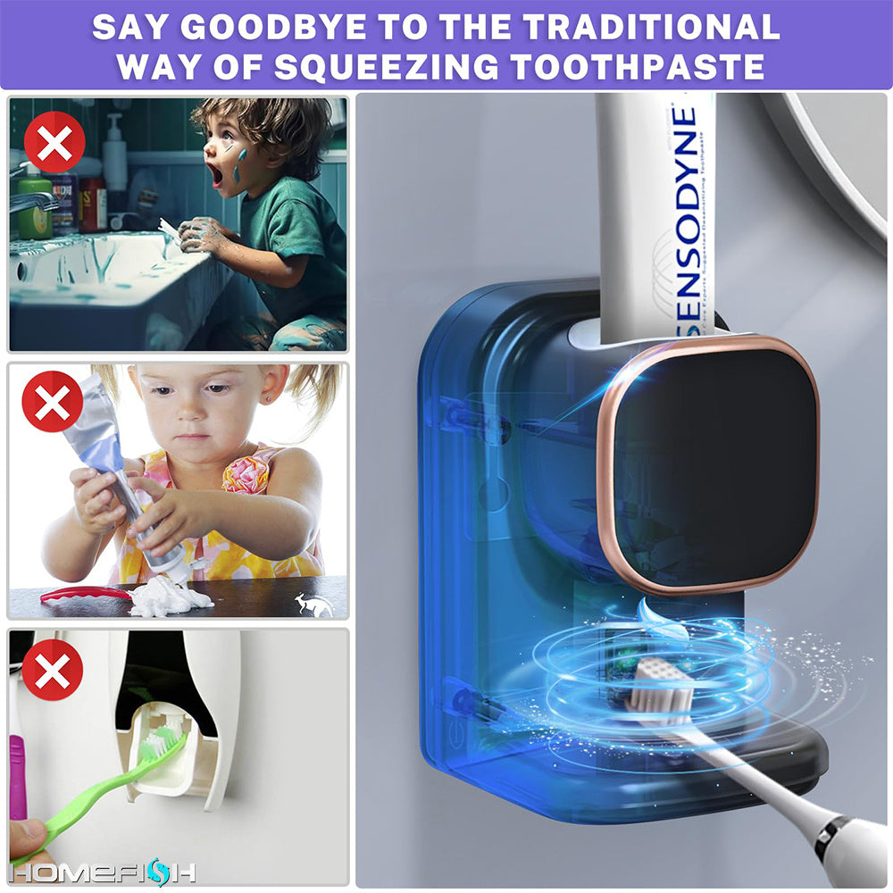 Automatic Induction Squeezing Toothpaste Without Punching Holes  Wall Mounted Lazy Electric Toothpaste Sensor Toothbrush Holder - Robbe Digi.com
