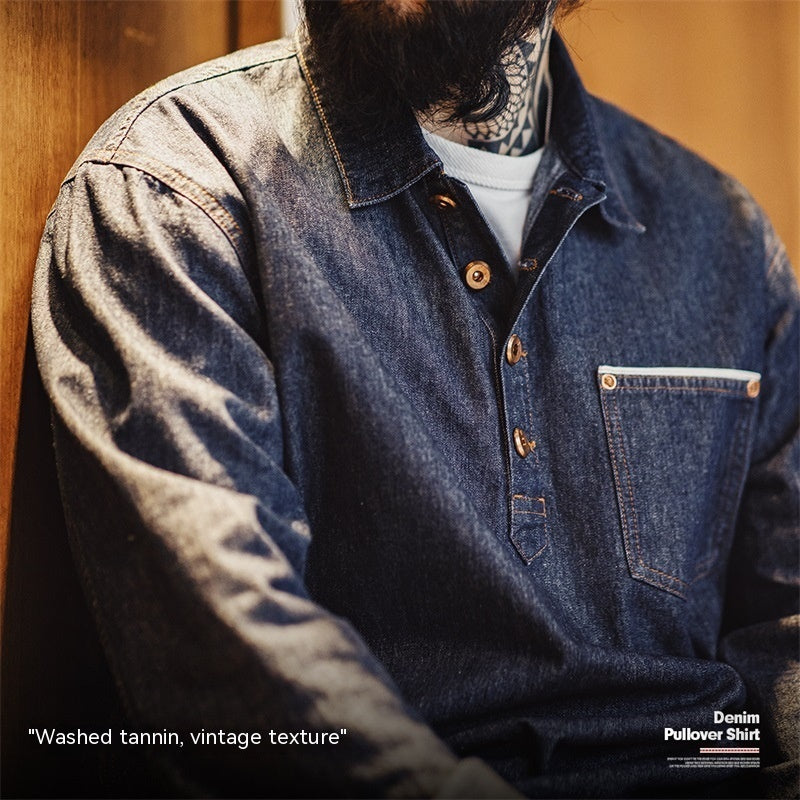 Men's American Retro Denim Denim Shirt - Robbe Digi.com