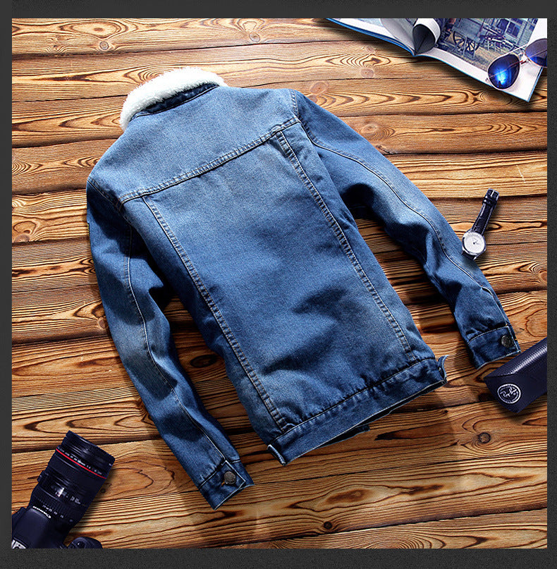 Stamped denim jacket coat oversized denim - Robbe Digi.com