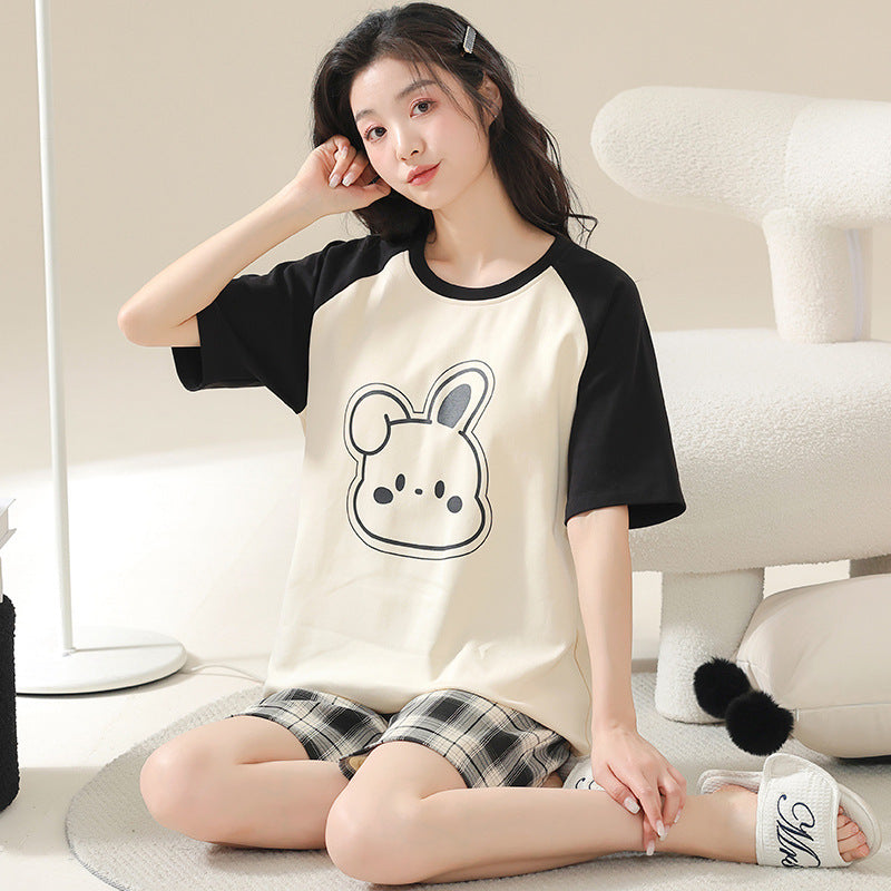 Pajamas Women's Summer Cotton Short Sleeve Homewear Summer - Robbe Digi.com