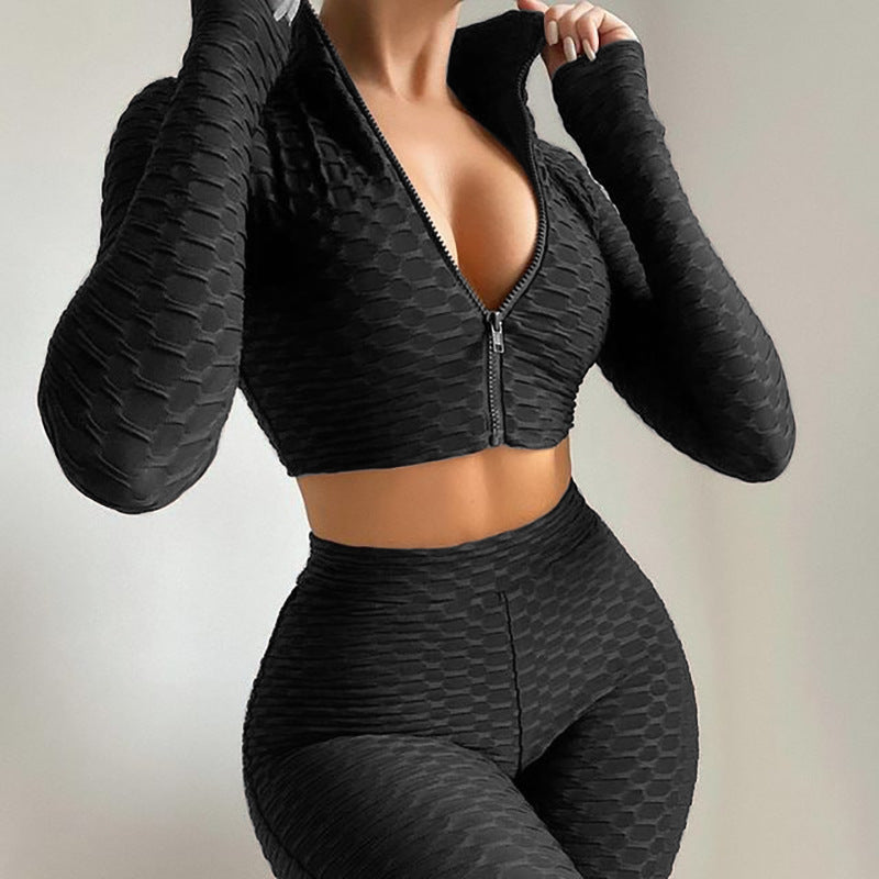 Women's Tracksuit Yoga Fitness Suit Activewear Set Tummy Control Butt Lift Long Sleeve Sport Clothing - Robbe Digi.com