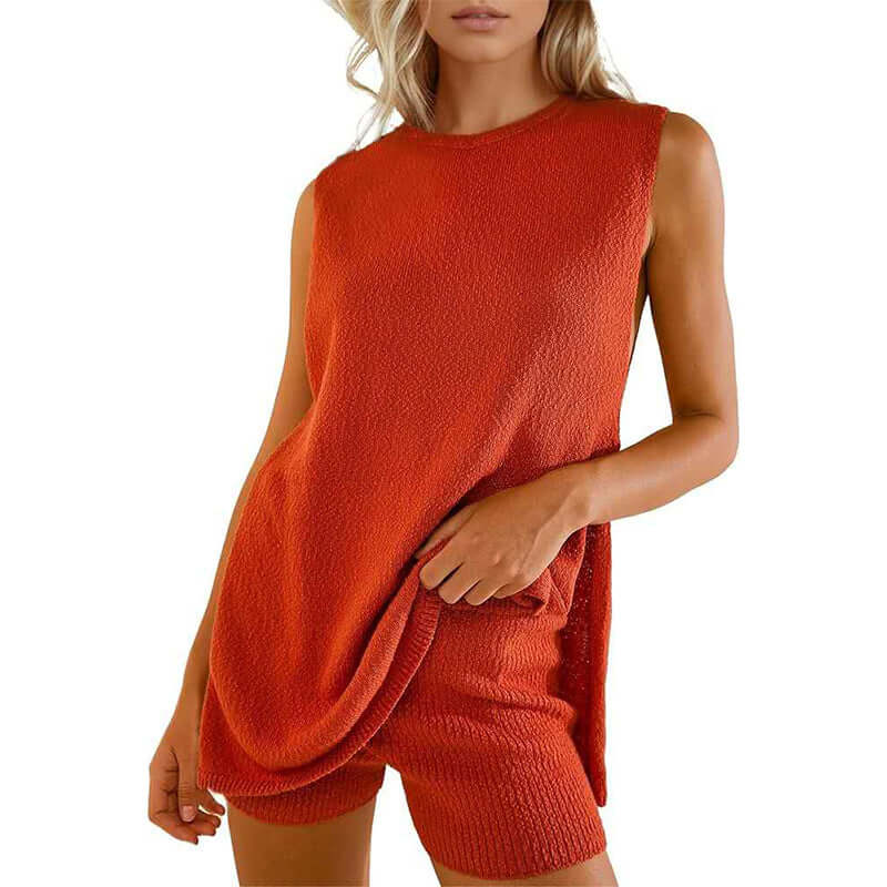 Casual Knitted Sleeveless Knitted Sleeveless Suit - Robbe Digi.com