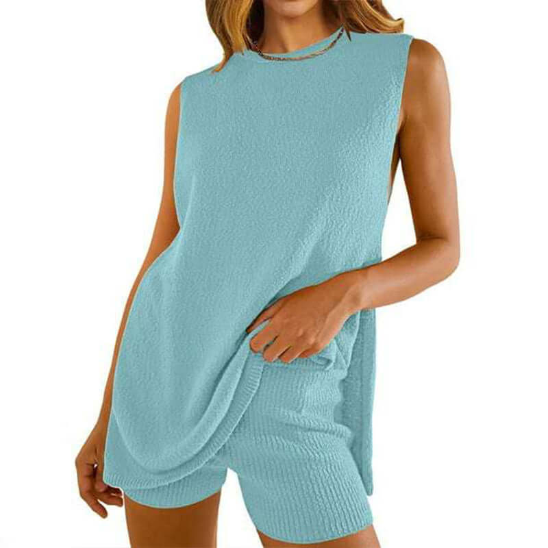 Casual Knitted Sleeveless Knitted Sleeveless Suit - Robbe Digi.com