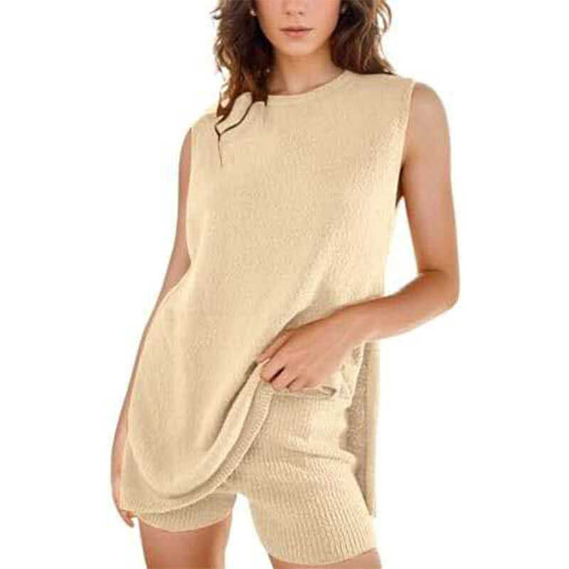 Casual Knitted Sleeveless Knitted Sleeveless Suit - Robbe Digi.com
