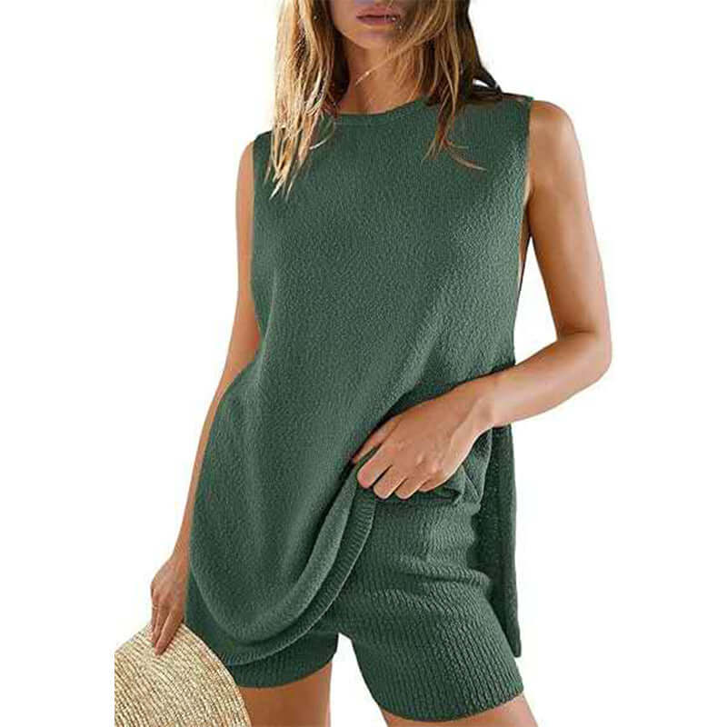Casual Knitted Sleeveless Knitted Sleeveless Suit - Robbe Digi.com