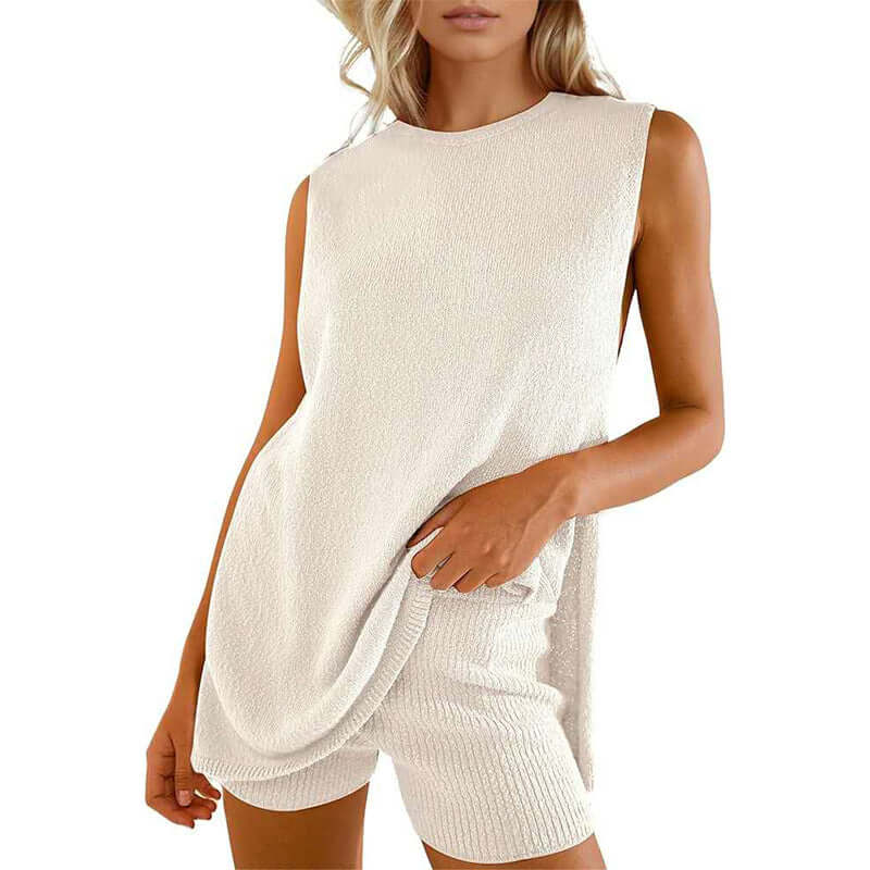 Casual Knitted Sleeveless Knitted Sleeveless Suit - Robbe Digi.com