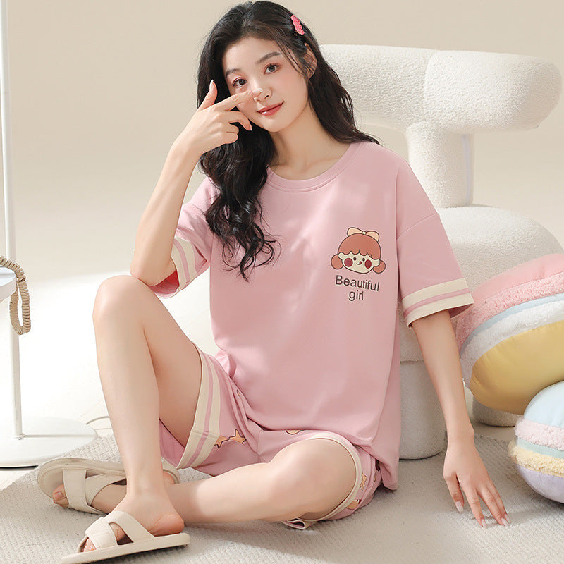 Pajamas Women's Summer Cotton Short Sleeve Homewear Summer - Robbe Digi.com