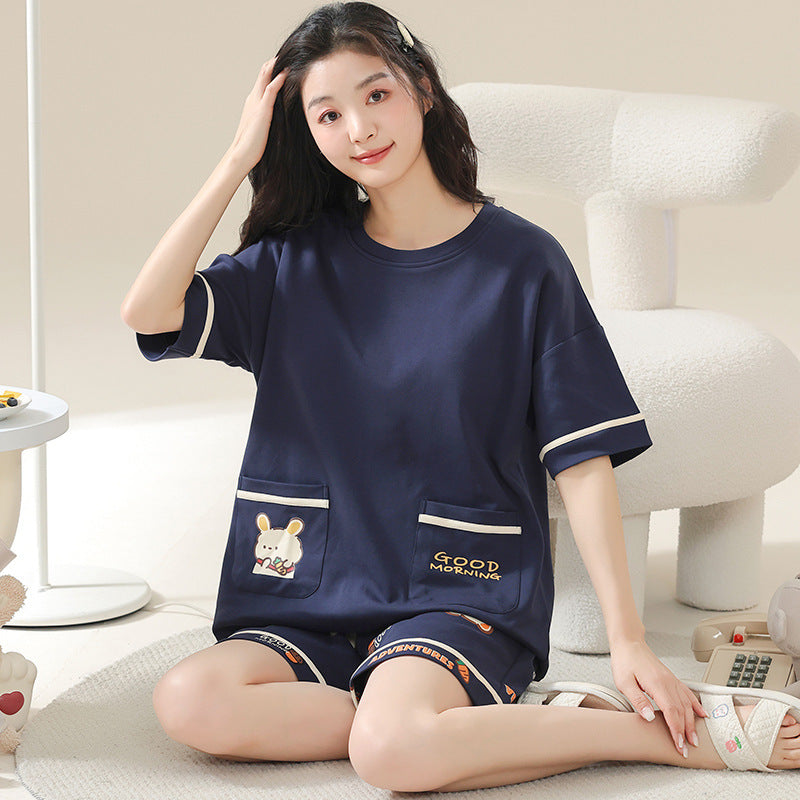 Pajamas Women's Summer Cotton Short Sleeve Homewear Summer - Robbe Digi.com