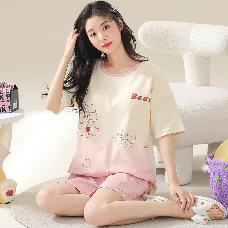 Pajamas Women's Summer Cotton Short Sleeve Homewear Summer - Robbe Digi.com