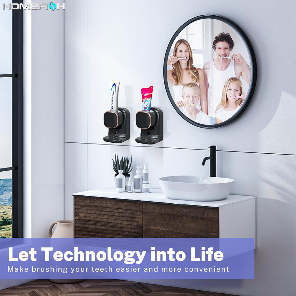 Automatic Induction Squeezing Toothpaste Without Punching Holes  Wall Mounted Lazy Electric Toothpaste Sensor Toothbrush Holder - Robbe Digi.com