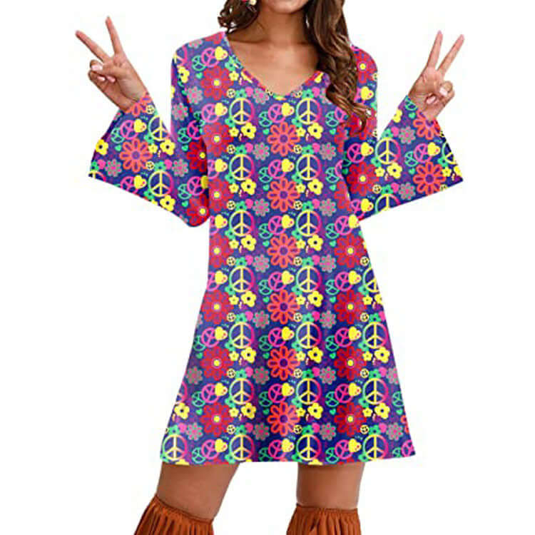 Hippie Clothing Print Dress Women - Robbe Digi.com