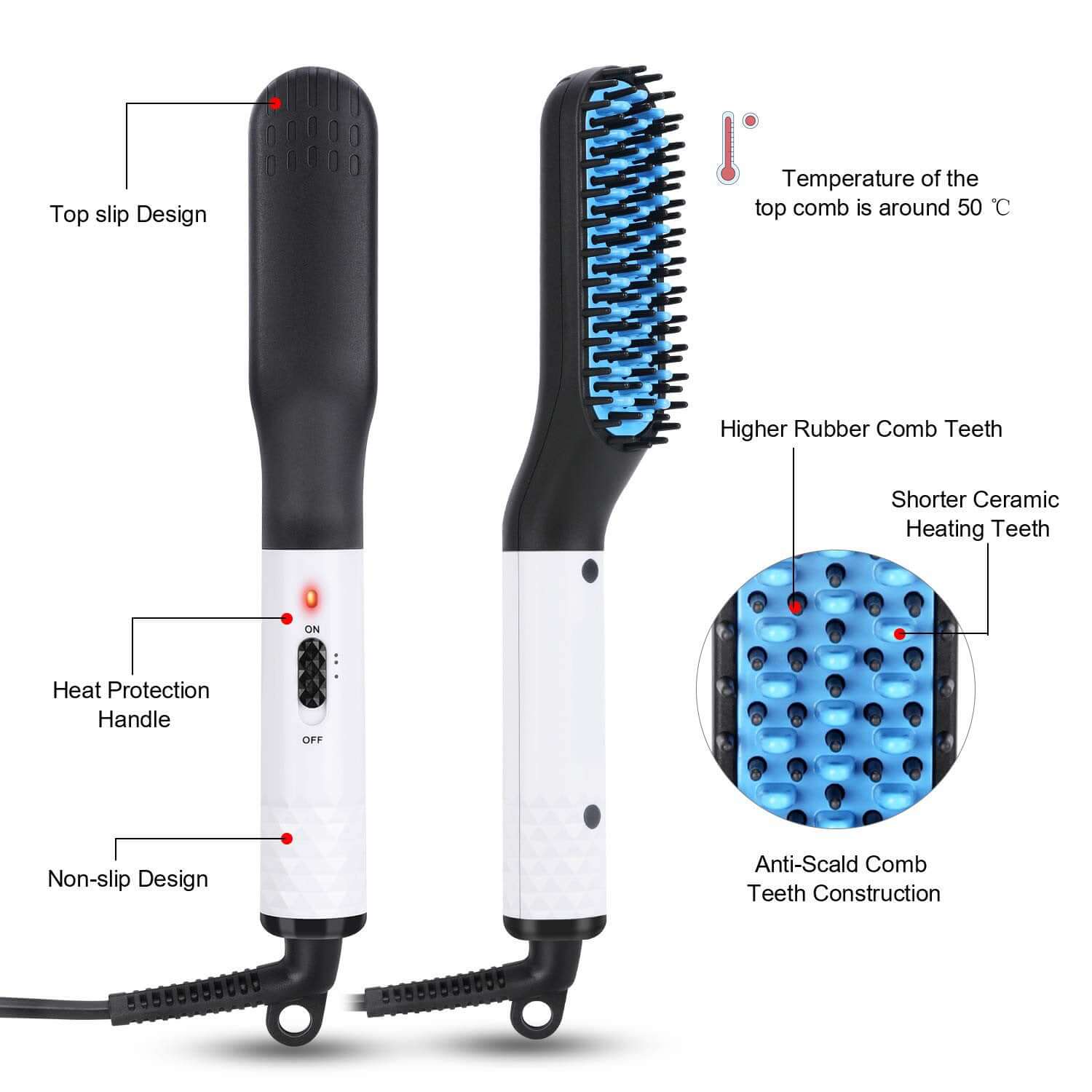 Multifunctional Hair Straightener Hair Comb Brush Men Beard Straightener Straightening - Robbe Digi.com