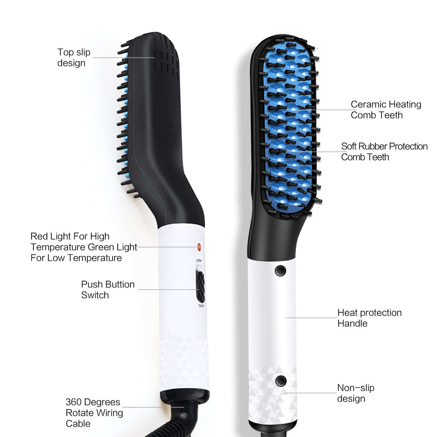 Multifunctional Hair Straightener Hair Comb Brush Men Beard Straightener Straightening - Robbe Digi.com