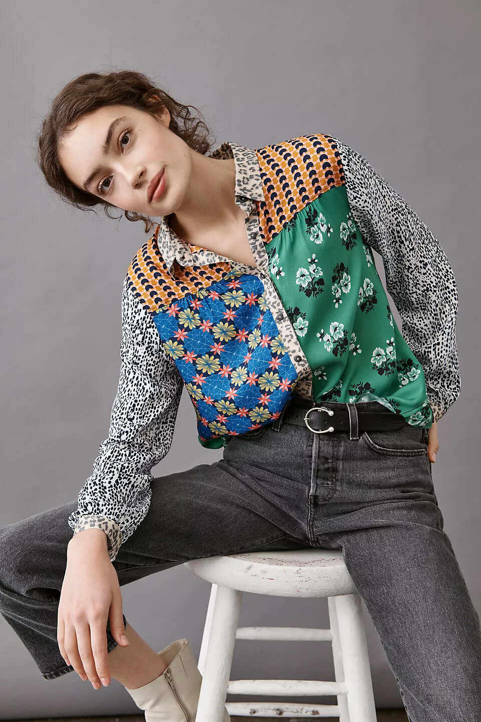 Print Lapel Long Sleeve Shirt Women's - Robbe Digi.com